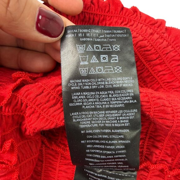 GUESS Red Smocked Tube Crop Top Size XL - Picture 9 of 9